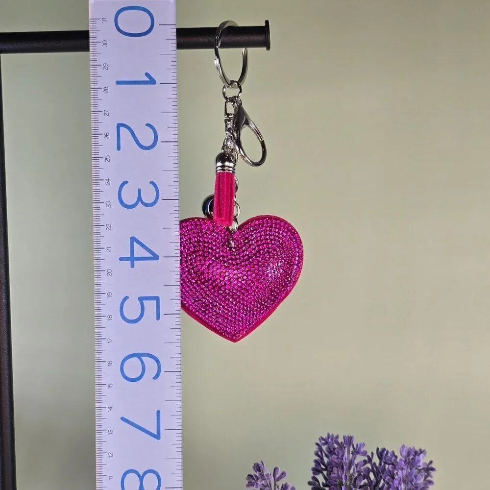 Rhinestone Heart Keychain With Tassel & Clasp‎ (NWOT)